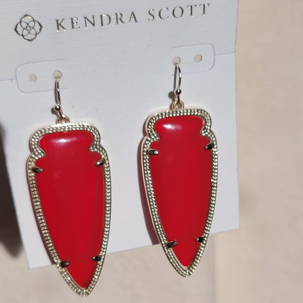 Kendra Scott Translucent Red Arrowhead Skylar Ear… - image 2